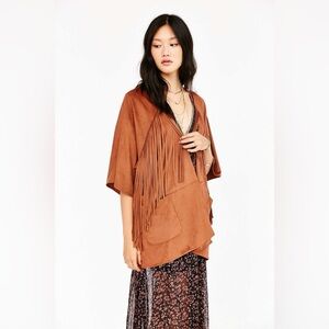 Ecote Brown Fringe Poncho